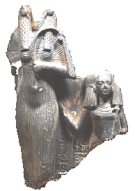 Gruppenstatue einer Knigin mit Prinz, Schiefer, Aus Karnak, Statuen-Cachette, Neues Reich, 19. Dynastie